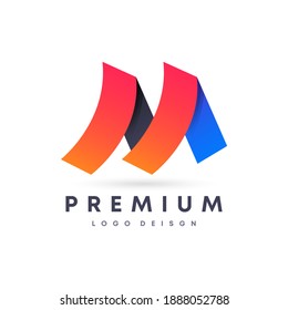Colorful attractive gradient style initial Letter M vector logo design symbol for your brand and company