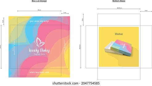 Colorful and attractive Lid Box design with measured lines with blend pattern for baby product brands, kids brands, kids and nursery schools, clothing, playful, fun business designs