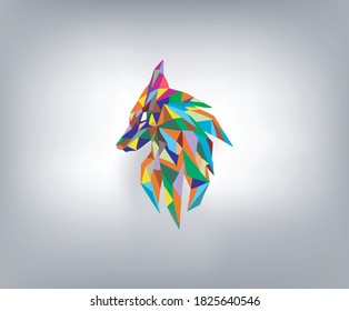 Colorful and attractive Wolf head logo design, vector 