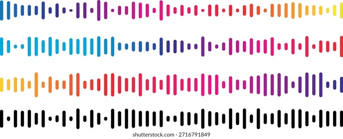 Fundo de equalizador de onda de som colorido. Frequência de onda de música, sinal de rádio e visualização de voz para gravação, mídia e design digital moderno (ilustração vetorial)
