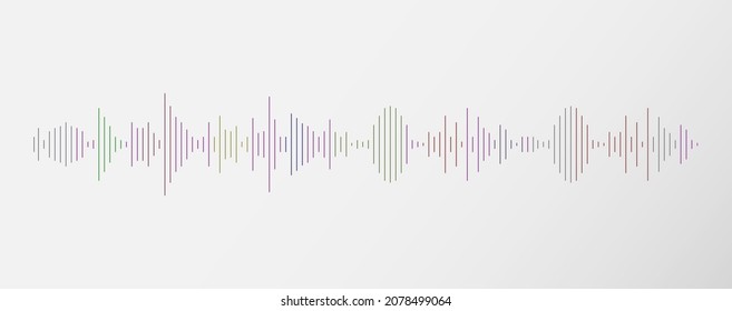 Simulación del espectro de audio colorida sobre el uso del fondo blanco para el concepto de cálculo de música y computadora