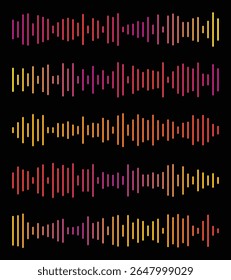 Elementos coloridos de visualização da forma de onda de áudio