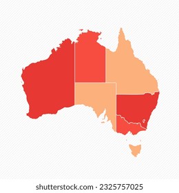 Colorida Australia Divided Map Illustration, se puede usar para diseños de negocios, presentaciones o cualquier diseño adecuado.