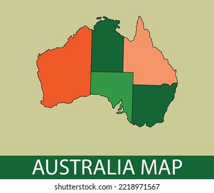 Colorful Australia Vector Map Landscape 