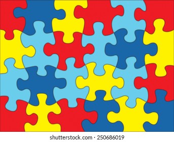 A colorful autism awareness puzzle background illustration. Vector EPS 10.
