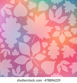 Colorful autumn. Abstract leaves on bright background. Vector illustration