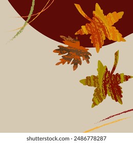 Colorful autumn background with abstract leaf texture bright colored spots and lines Vector Dive into the cozy charm of autumn with this captivating hand drawn grunge style vector poster