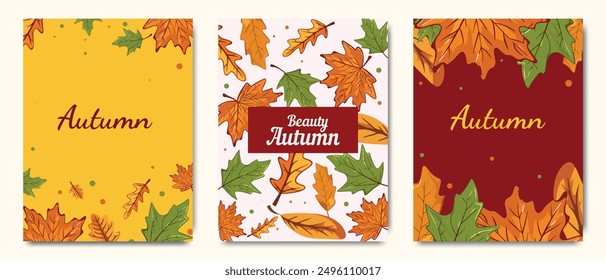 Colorful autumn background. Fallen leaves. Greeting card. Autumn, fall concept.