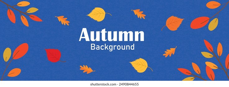 Colorful autumn background, header, poster or cover with bright and beautiful autumn leaves. Fall background, Sale banner, or flyer design. Template for advertising, web, social media 