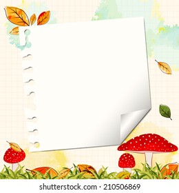 Colorful Autumn Background with Notepaper