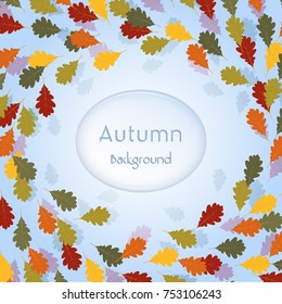 Colorful autumn background with autumn tree leaves, vector design elements for celebration quotation.  Nature fall template for design card, postcard, event icon logo, badge fall season banner, poster
