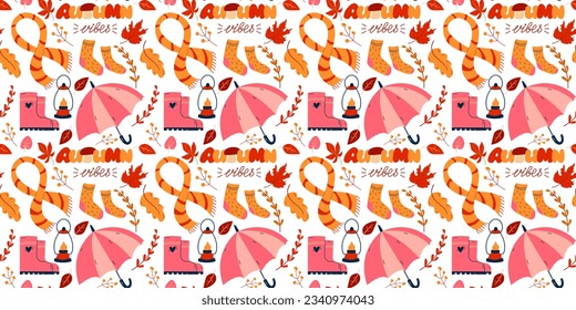 Colorful autumn clothes pattern. Seamless autmn background. Vector illustration.
