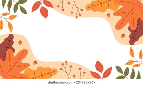 Colorful autumn earthy background, banner, poster, template. Trendy and modern hand drawn vector illustration.  