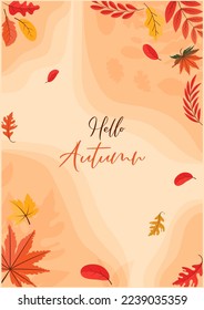 Colorful Autumn fall leaves floral background illustration