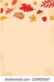 Colorful Autumn fall leaves floral background illustration