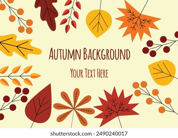 Colorful Autumn Frame Background Flat Copy Space. Seasonal frames and borders concept vector