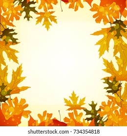 Colorful autumn leaf frame and border vector illustration