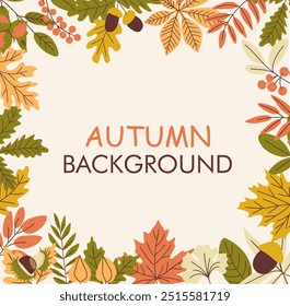 A colorful autumn leaf frame design background.