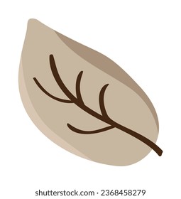 Colorful autumn leaf, isolated on white background. Simple cartoon flat style, vector. Hand drawn fall element for design greeting card. Thanksgiving Day