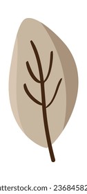 Colorful autumn leaf, isolated on white background. Simple cartoon flat style, vector. Hand drawn fall element for design greeting card. Thanksgiving Day