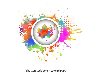 Colorful autumn leaf. Maple yellow leaf. Mixed media. Vector illustration