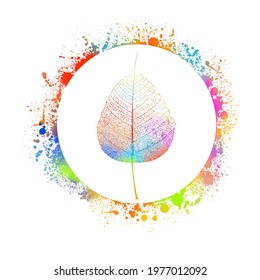 Colorful autumn leaf. Mixed media. Vector illustration