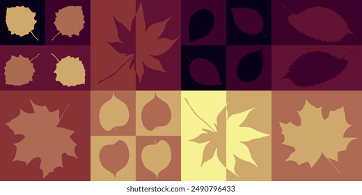 Patrón de hojas de otoño colorido - Una ilustración decorativa con varias hojas de otoño en tonos cálidos, destacando la belleza de la temporada de otoño con Elementos artísticos y estacionales