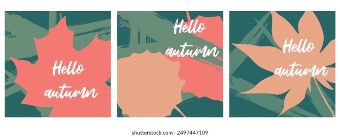 Patrón de hojas de otoño colorido: una ilustración decorativa con varias hojas de otoño en tonos cálidos, destacando la belleza de la temporada de otoño con Elementos artísticos y estacionales