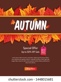 Colorful Autumn Leaves Background for Banner Shopping Sale or Discount