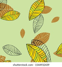 Colorful autumn leaves falling and spinning. Vector background