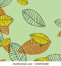 Colorful autumn leaves falling and spinning. Vector background