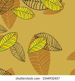 Colorful autumn leaves falling and spinning. Vector background