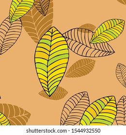 Colorful autumn leaves falling and spinning. Vector background