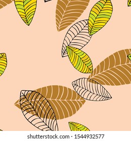 Colorful autumn leaves falling and spinning. Vector background