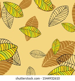 Colorful autumn leaves falling and spinning. Vector background