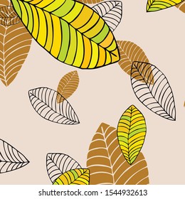 Colorful autumn leaves falling and spinning. Vector background