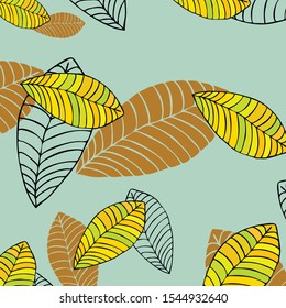 Colorful autumn leaves falling and spinning. Vector background