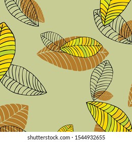 Colorful autumn leaves falling and spinning. Vector background