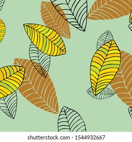 Colorful autumn leaves falling and spinning. Vector background