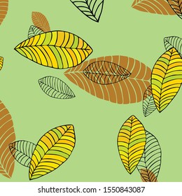 Colorful autumn leaves falling and spinning. Vector background