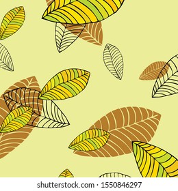 Colorful autumn leaves falling and spinning. Vector background