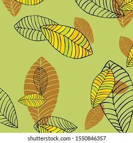 Colorful autumn leaves falling and spinning. Vector background
