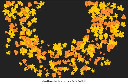 Colorful autumn leaves frame. Autumn background. Vector illustration.