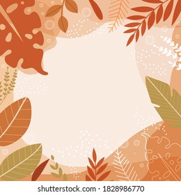 Colorful autumn leaves frame vector for decoration.