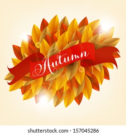 Colorful autumn leaves on a old paper Back to school background Vector