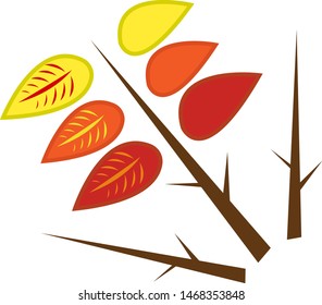 colorful autumn leaves on a sharp wooden branch natural patterns logo for design