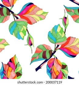 colorful autumn leaves painted marker