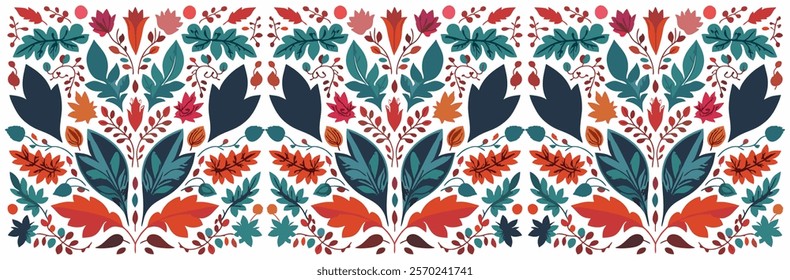 Colorful Autumn Leaves Pattern Vector Illustration Isolated on White Background for wallpaper, wrapping paper, pattern filling, textile, autumn greeting card