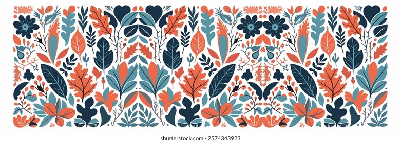 Colorful Autumn Leaves Pattern Vector Illustration Isolated on White Background for wallpaper, wrapping paper, pattern filling, textile, autumn greeting card