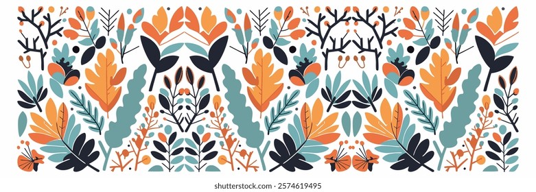 Colorful Autumn Leaves Pattern Vector Illustration Isolated on White Background for wallpaper, wrapping paper, pattern filling, textile, autumn greeting card
